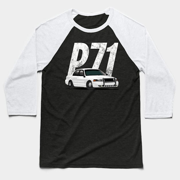 Crown Vic P71 White Cop Car Interceptor Vic Baseball T-Shirt by klei-nhanss